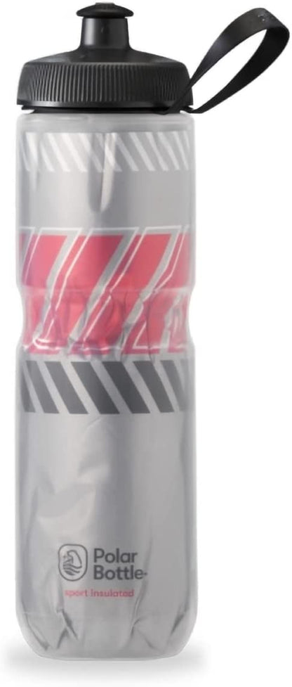 - 24Oz Tempo - Silver & Red - Insulated Water Bottle for Cycling & Sports, Keeps Water Cooler 2X Longer and Fits Most Bike Bottle Cages