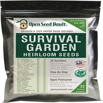 15,000 Heirloom Seeds Non-Gmo Organic for Planting Vegetables & Fruits (32 Variety Pack) - Survival Gear Food, Gardening Gifts, Emergency Supplies