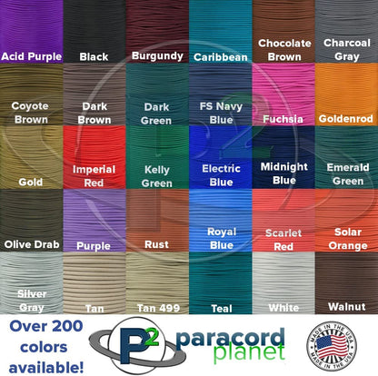 - Genuine Type III 550 Paracord Nylon Colors Multiple Sizes – 550 LB Tensile Strength